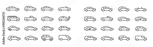 Car icons displaying multiple vehicle silhouettes in rows