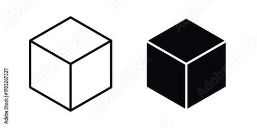 Cube icon Flat and linear stroke vector design isolated illustration.