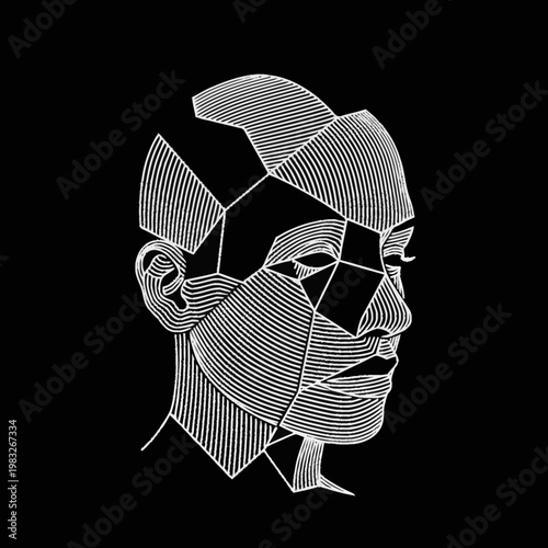 Foto Abstract Geometric Human Head Outline Illustration.
