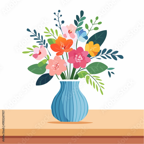 Moderner Blumenstrauß in Vase auf Tisch