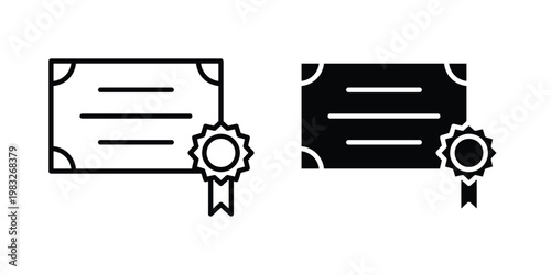 Diploma icon Flat and linear stroke vector design isolated illustration.