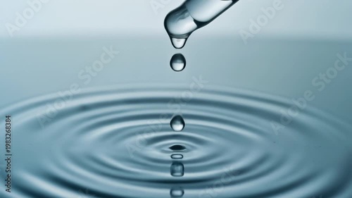 Water Droplet Falling From Pipette Creating Ripple Effect