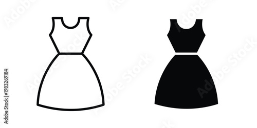 Dress icon Flat and linear stroke vector design isolated illustration.