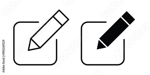 Edit button icon Flat and linear stroke vector design isolated illustration.