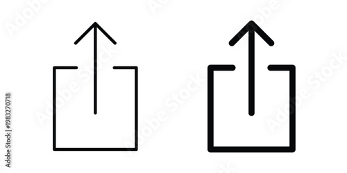 Export icon Flat and linear stroke vector design isolated illustration.