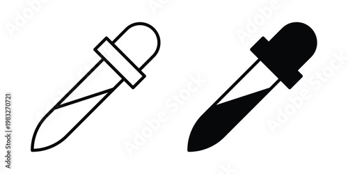 Eye dropper icon Flat and linear stroke vector design isolated illustration.