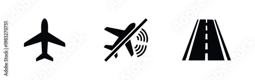 Icons representing air travel, flight restrictions, and runways.