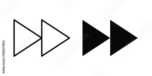 Fast forward icon Flat and linear stroke vector design isolated illustration.