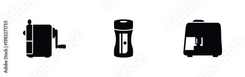 Icon Set: Pencil Sharpeners and Coffee Machine
