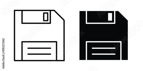 Floppy disk icon Flat and linear stroke vector design isolated illustration.