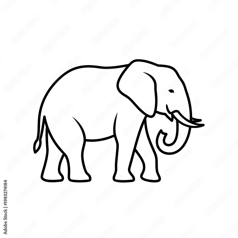 Fototapeta premium Simple Line Drawing of an Elephant.