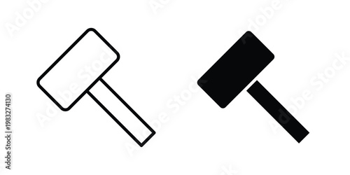 Hammer icon Flat and linear stroke vector design isolated illustration.