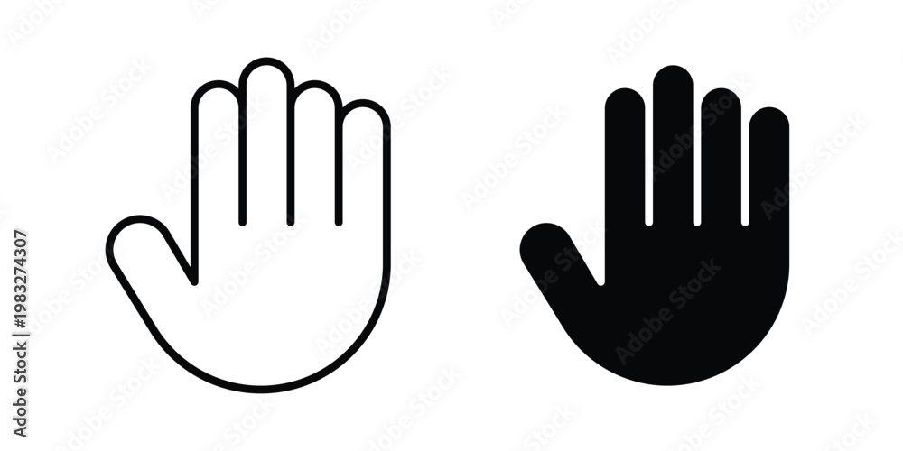 Fototapeta premium Hand icon Flat and linear stroke vector design isolated illustration.