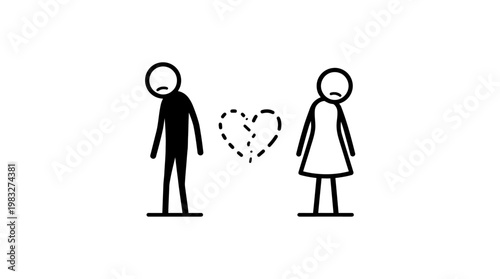 Sad Couple and Broken Heart Symbolizing Relationship Problems