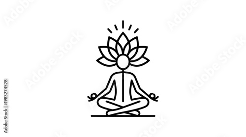 Meditating Human Figure with Blooming Lotus Head