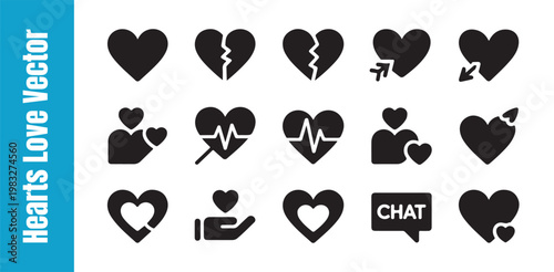 Collection of romantic hearts in various forms perfect for love and relationship themes.