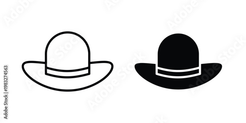 Hat icon Flat and linear stroke vector design isolated illustration.