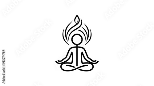 Meditating Person with Flame Aura