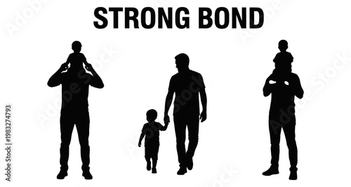 Father and child silhouettes conveying a strong familial connection with white background