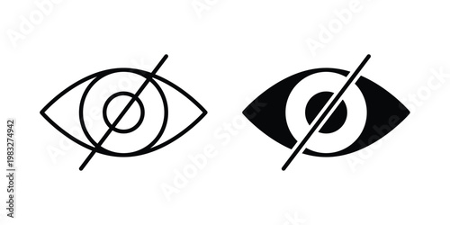 Hide icon Flat and linear stroke vector design isolated illustration.