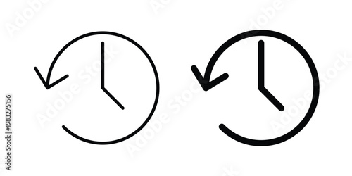 History icon Flat and linear stroke vector design isolated illustration.