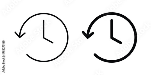 History icon Flat and linear stroke vector design isolated illustration.