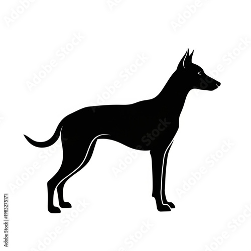 Silhouette of a Doberman Pinscher Dog.
