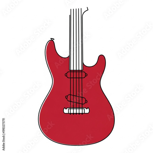 Red Electric Bass Guitar Illustration.