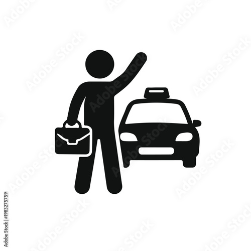 taxi service passenger icon. cab booking transport symbol single vector on white background. man with car