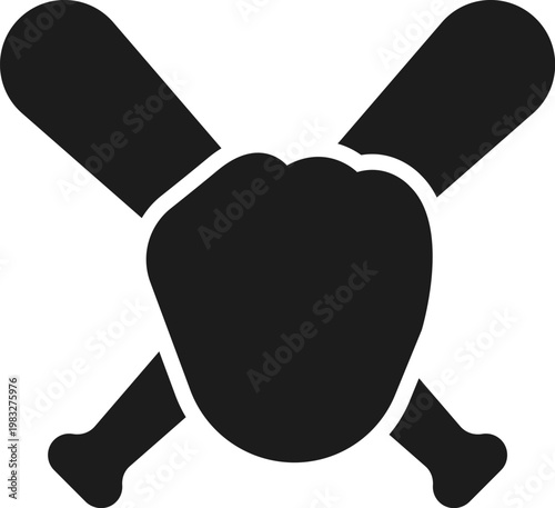 Baseball sport sign. Baseball bat, glove, mitt symbols. Flat style.Vector