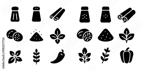 Spice icons representing herbs and seasonings in grid