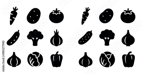 Vegetable silhouette icons repeated in two column grid