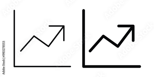 Line chart icon Flat and linear stroke vector design isolated illustration.