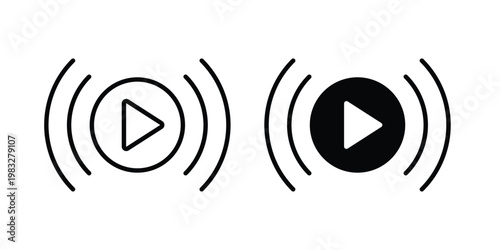 Live streaming icon Flat and linear stroke vector design isolated illustration.