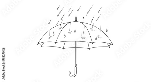 Umbrella in the rain shower.