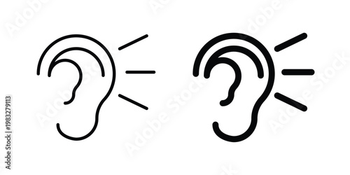 Listening icon Flat and linear stroke vector design isolated illustration.