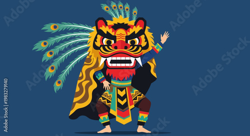 Vibrant Lion Dance Performance Costume Details.