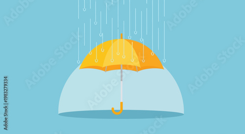 Yellow Umbrella in the Rainy Weather.