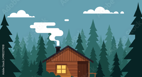 Small brown wooden cabin house.