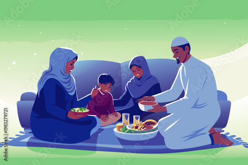 Family visiting relatives during eid al adha bring
