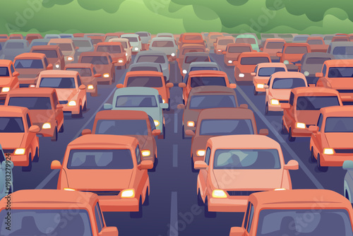 Εκτύπωση καμβά Extreme gridlock city traffic with no movement and