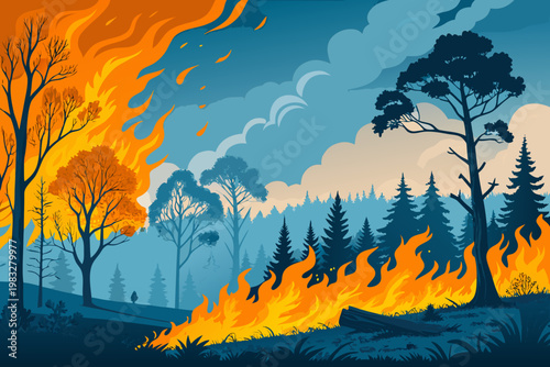 Forest fire triggered by illegal logging clearing