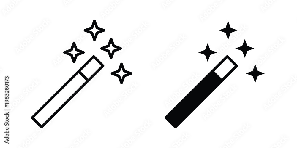 Naklejka premium Magic icon Flat and linear stroke vector design isolated illustration.
