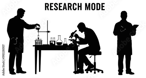 Scientists in laboratory performing research with scientific equipment and microscope during experiment