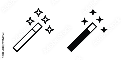 Magic icon Flat and linear stroke vector design isolated illustration.
