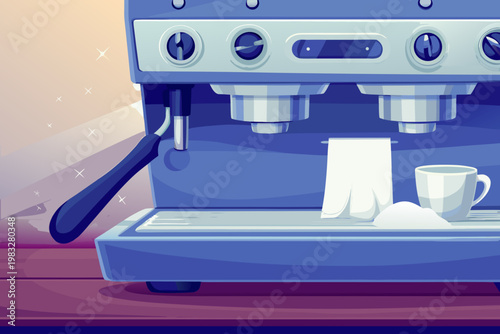 Barista cleaning coffee equipment after busy day w