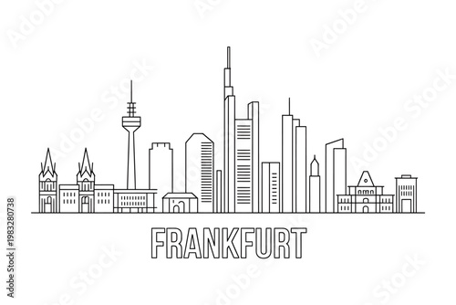 Frankfurt city skyline with tall buildings and towers  urban landscape