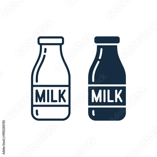 Two milk bottles icon isolated on white background