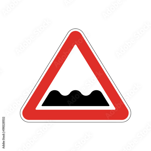 Road sign warning of uneven road ahead  traffic caution symbol