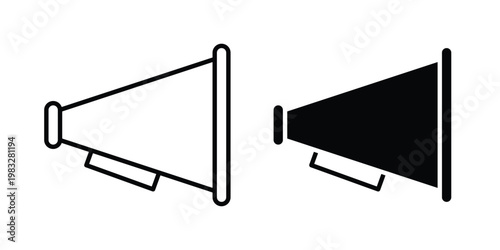 Megaphone icon Flat and linear stroke vector design isolated illustration.